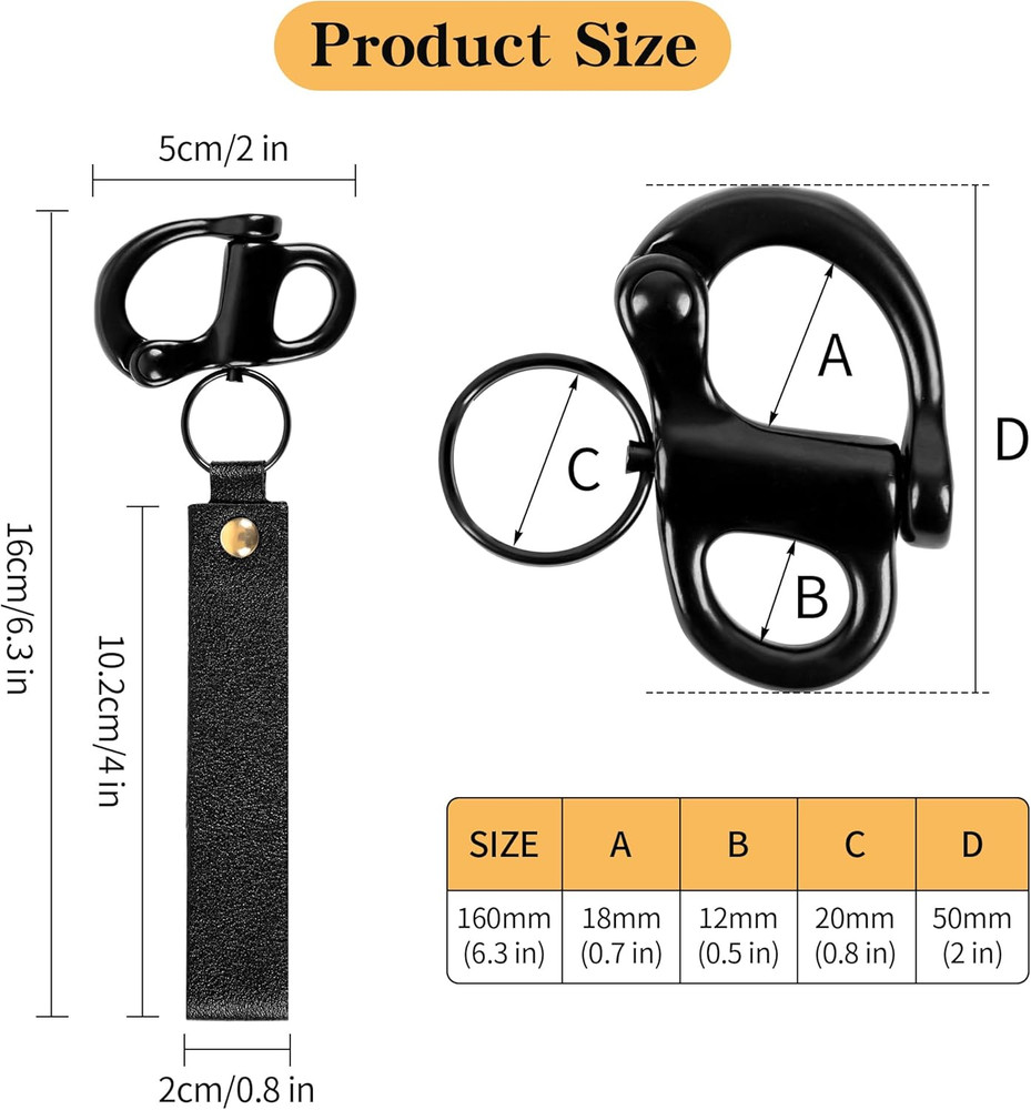 Quick Release Clip Shackle SCBA Mask Firefighter Marine Leather Strap Handles
