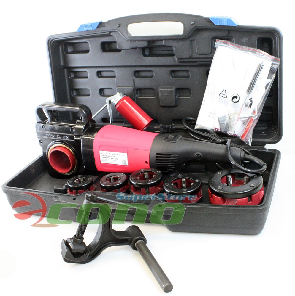Handheld 2000W Electric Pipe Threader Threading Machine W/6 NPT Dies 1/2" - 2"