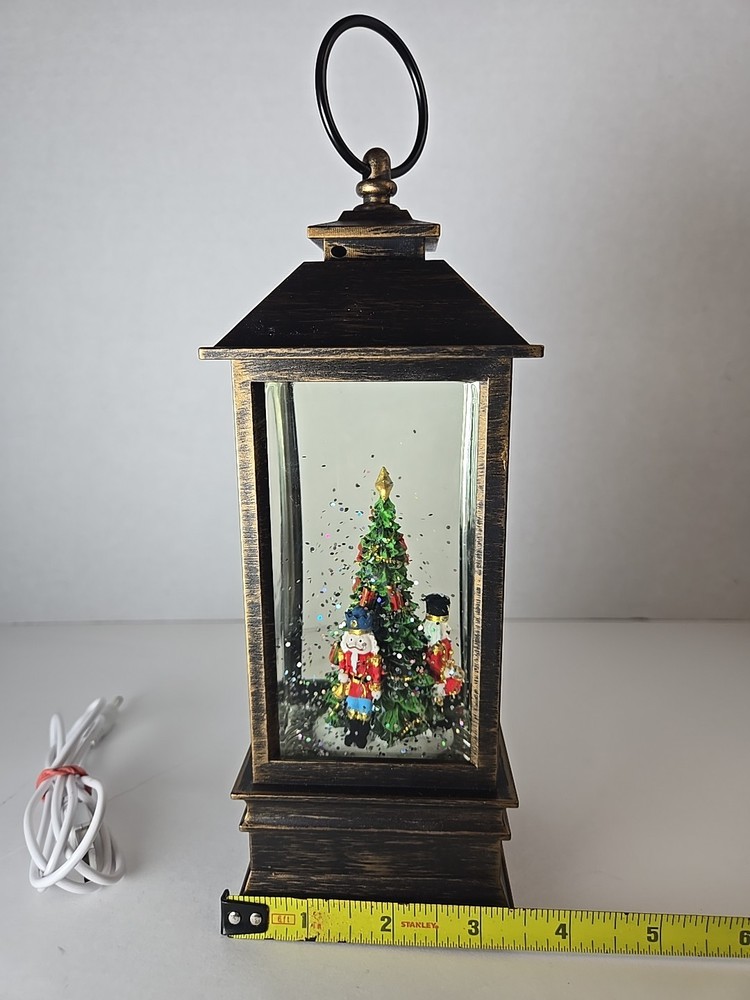 Christmas snow globe lantern With Tree & Nutcrackers - Battery Or DC.