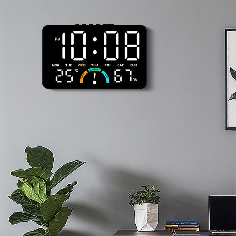 LED Alarm Clock Realtime Environment Data Double Mount Option Energy Efficient