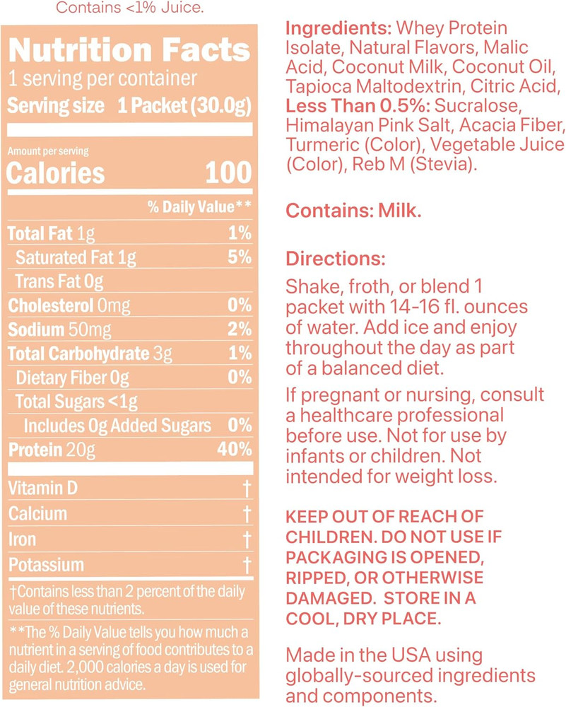 Clear Whey Isolate Protein Powder, Peaches & Cream, 20G Complete Protein per ...