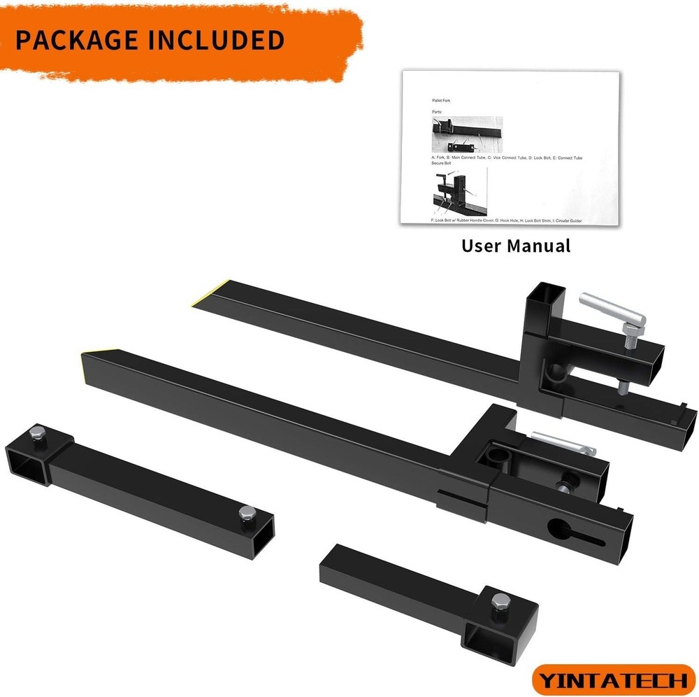 2000 lbs Clamp-On Tractor Forks with Adjustable Bar for Heavy Loads