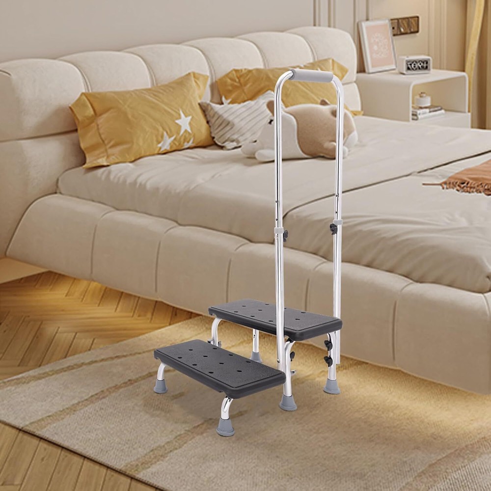 2 Step Stool with Handle for Elderly,Heavy Duty 2 Step Stool with Handrail