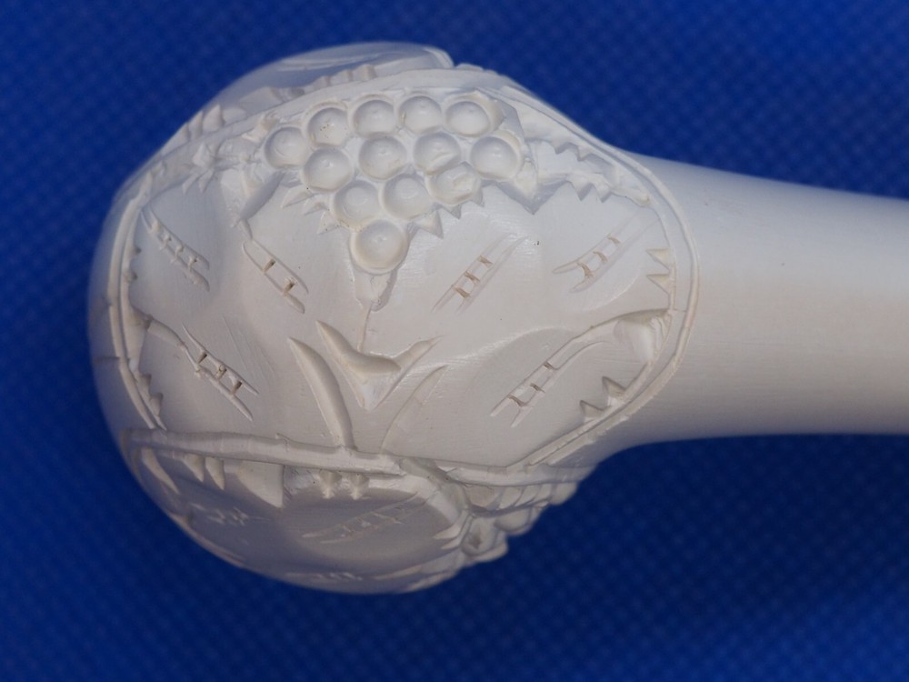 Fancy Apple Pipe new-block Meerschaum Grape Pattern Handmade W Case