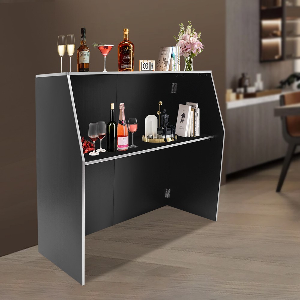 Portable Bar Cabinet Foldable Bar Portable Event Bar Rectangular Freestanding