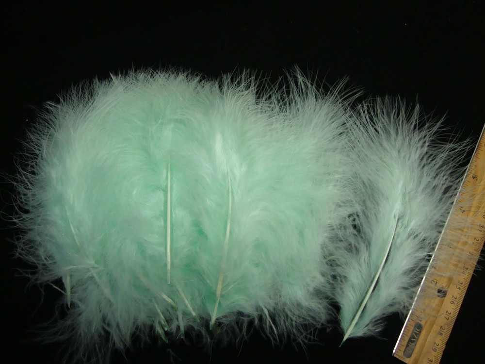 Mint Green Turkey Marabou Feathers Long Fluffy 3-5" 50 Pc