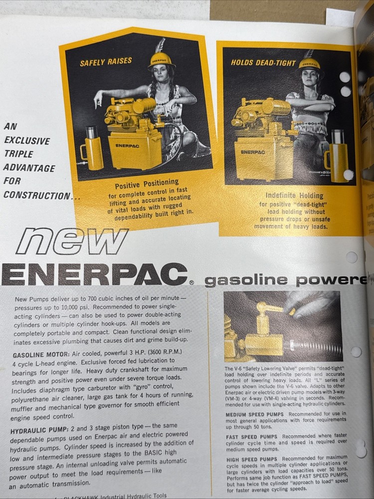 Vintage Enerpac Tools Catalog Hydraulic Pump 🇺🇸 Excellent