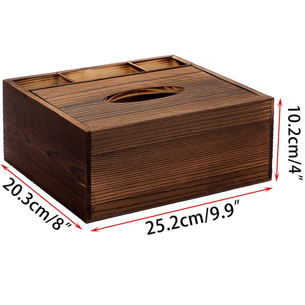 Wood Rectangular Tissue Box Cover - Multifunctional Tissue Holder with Statio...