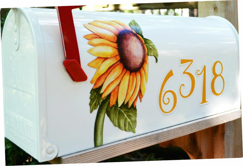 Mailbox Magnet Partial Cover Sunflower Personalized White Mail Box