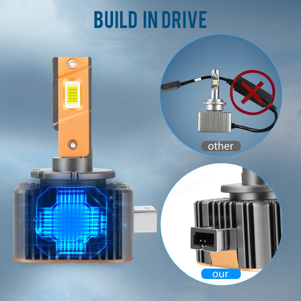 D1S D2S D3S D4S D5S LED Headlight Light Bulb Lamp Conversion Kit 6000K White 2PC