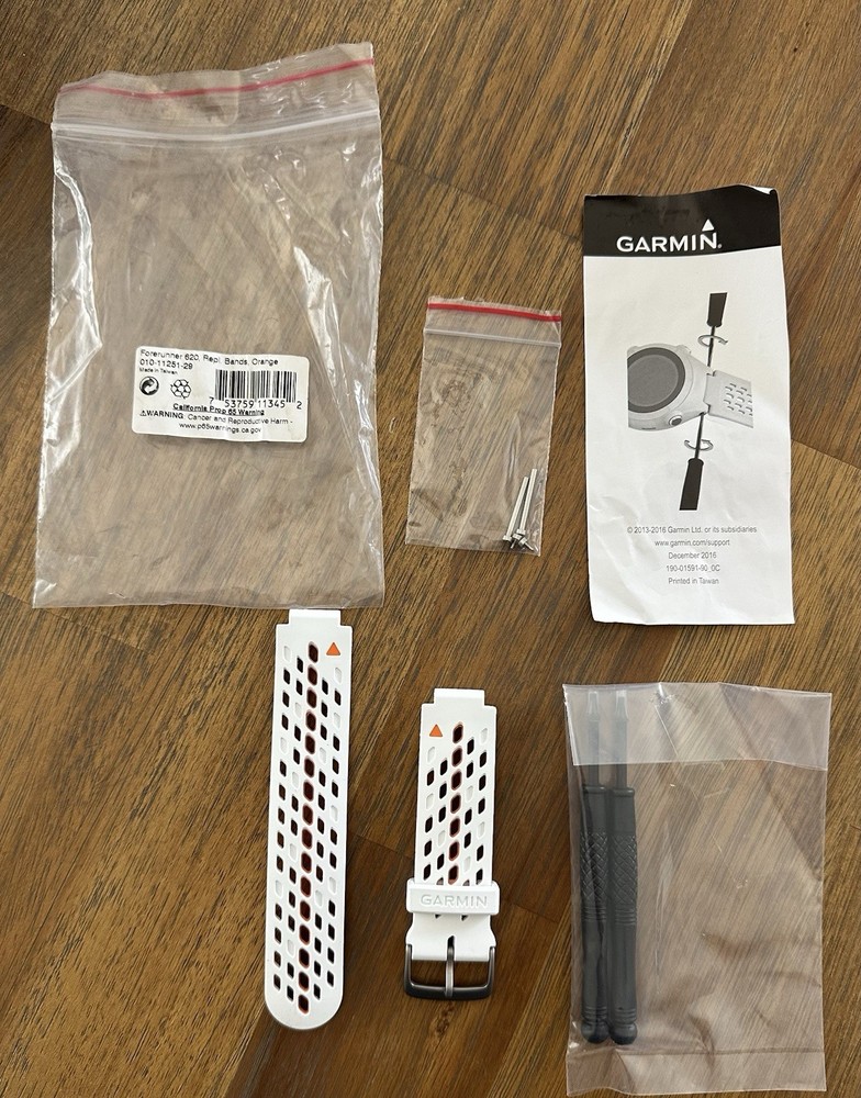 Garmin Forerunner 620 Replacement Band White/Orange Silicone Strap EOM Authentic