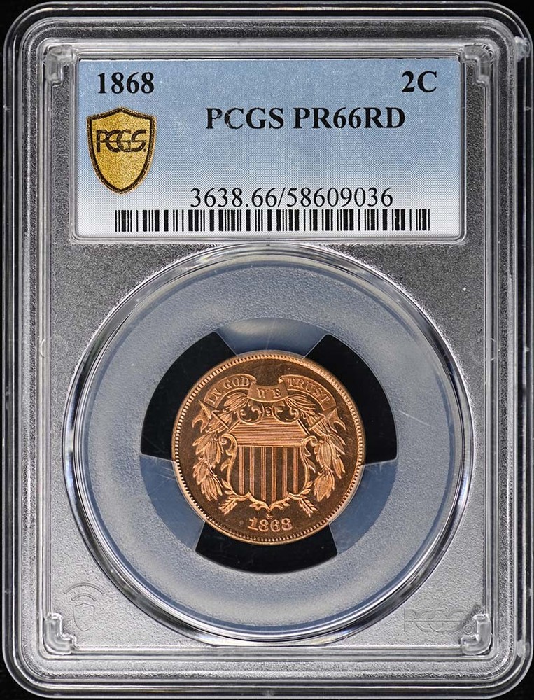 1868 2C Two Cent Piece PCGS PR66RD
