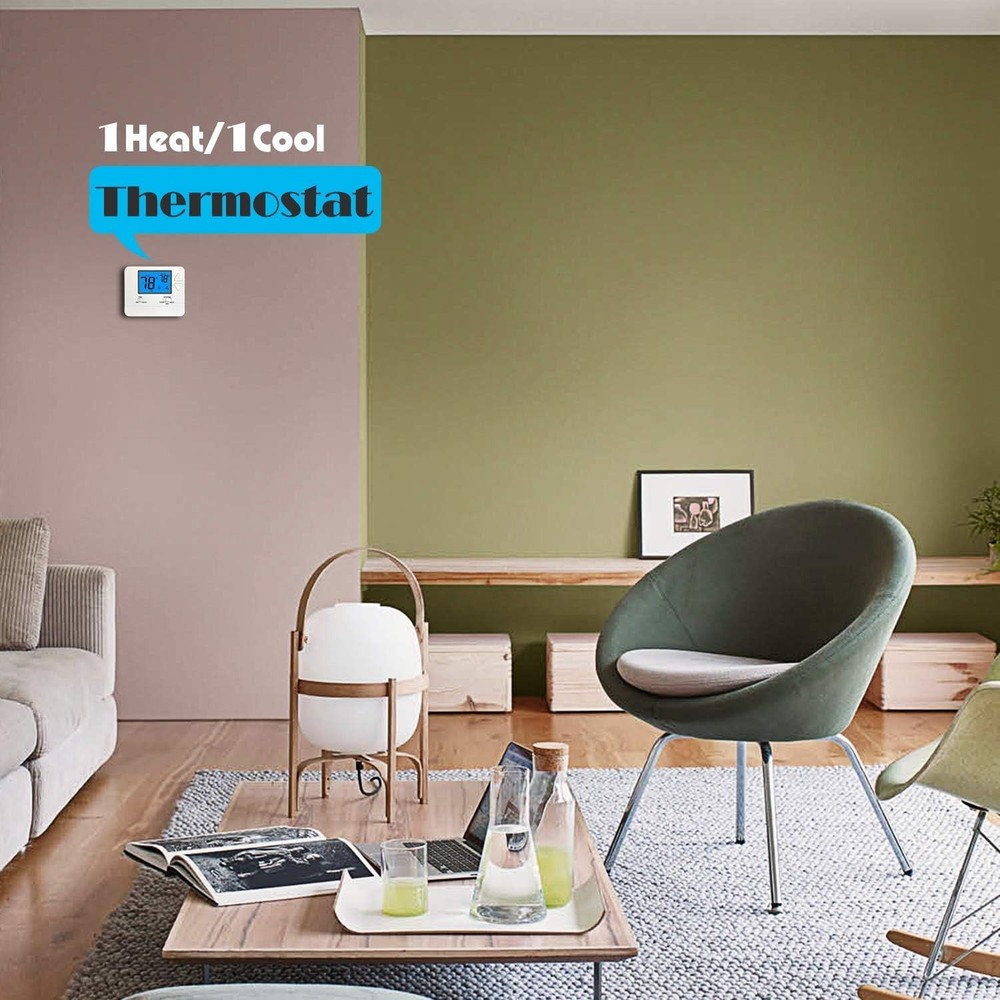 Reliable Non-Programmable Thermostat for Home with LCD Display & 5-Min Delay