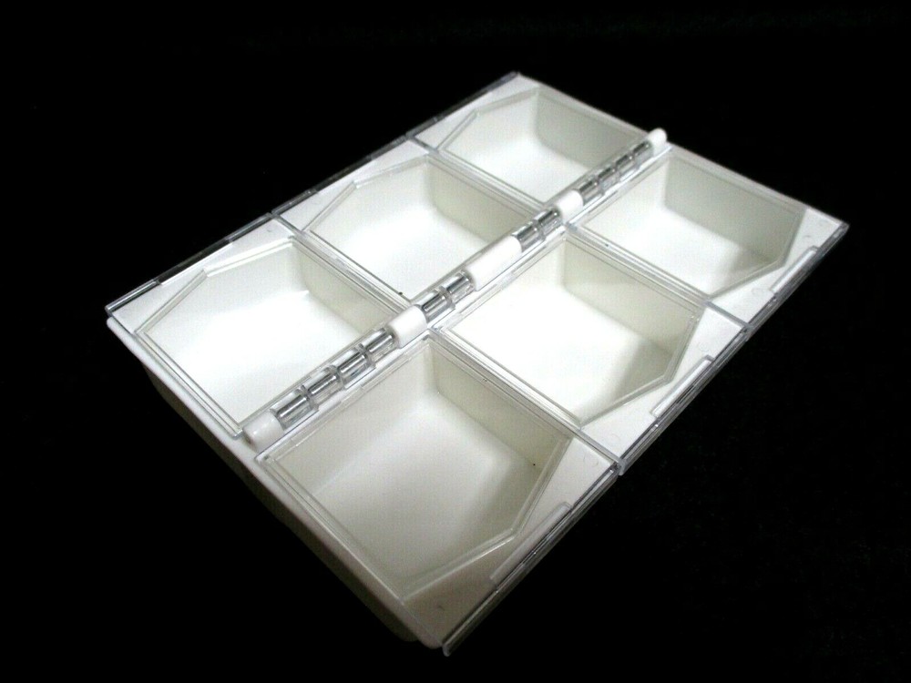 6 compartments Beads Display Storage Box Case Plastic White Clear DAISO JAPAN
