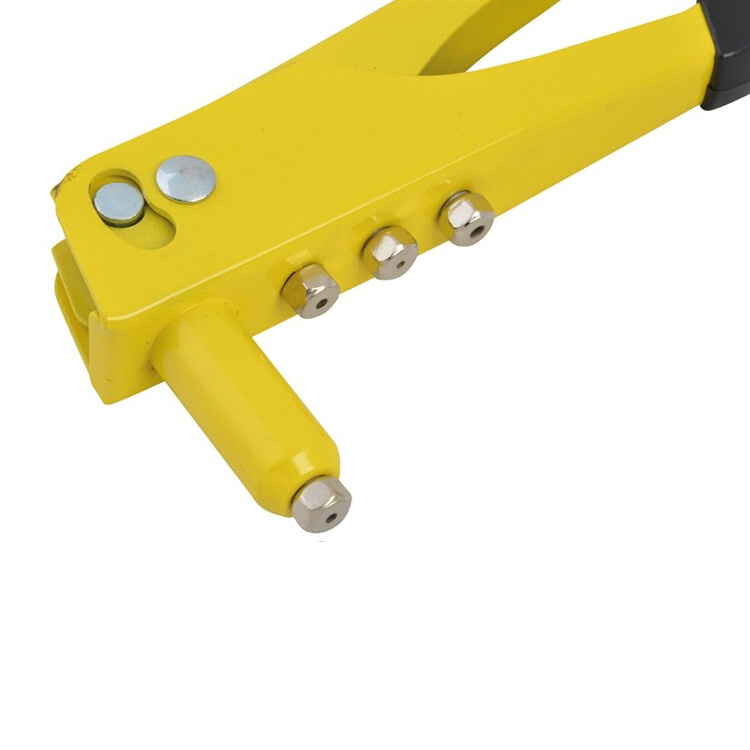 HEAVY DUTY HAND RIVET GUN 4 HEAD NOZZLE RIVETER + 380 ASSORTED POP RIVETS