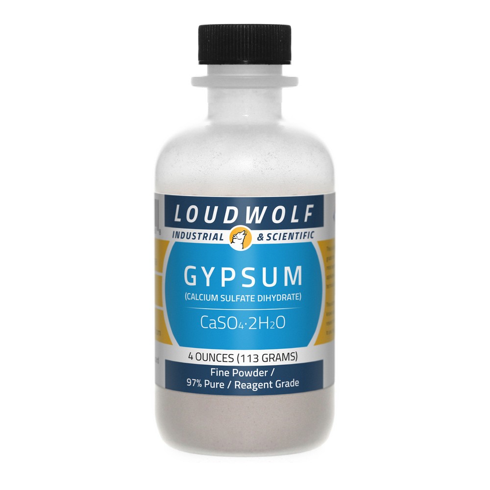 Gypsum, 4oz, Reagent Grade, 97% Pure, Sturdy Bottle SHIPS SAME DAY