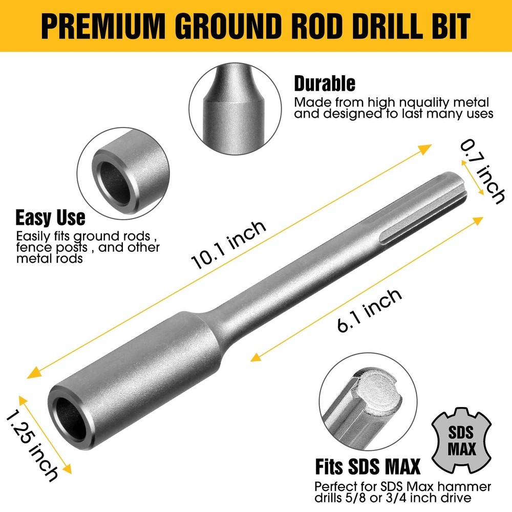 Ground Rod Driver for 5/8" & 3/4",SDS Max Hammer MAX