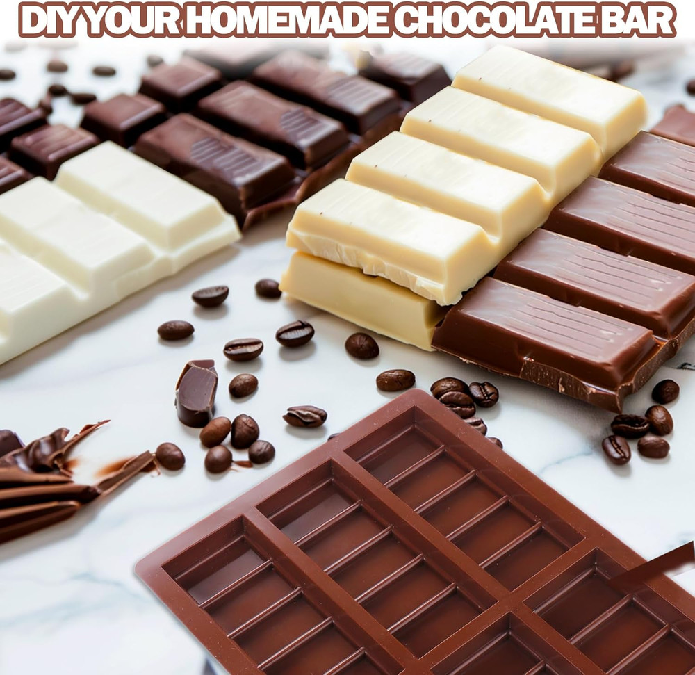 Mity Rain Chocolate Bar Mold Deep, Silicone Thick Mold for Stuffed Bars, Rectang