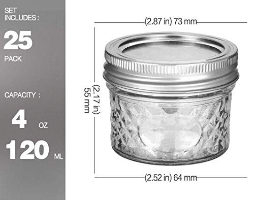 Verones Mini Mason Jars, Mason Jars 4 Oz With Regular Lids, Ideal For