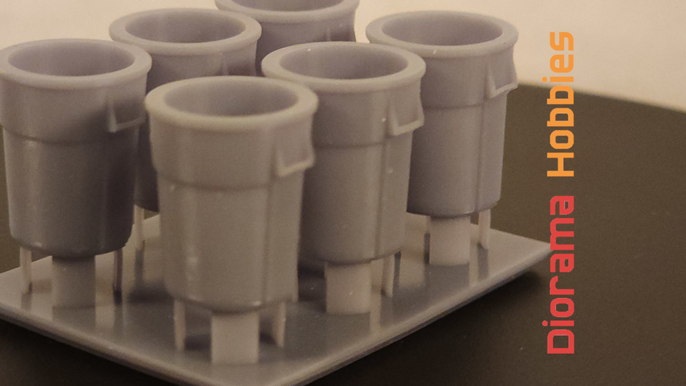 Trash Cans HO, O & S Scale