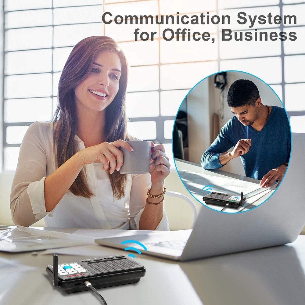 Intercoms Wireless for Home - 10 Channel 3 Privacy Code 2 Pack, Black White