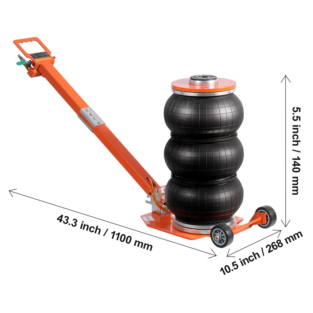 3Ton/6600lb Pneumatic Jack featuring Telescopic Column and Adjustable Handle