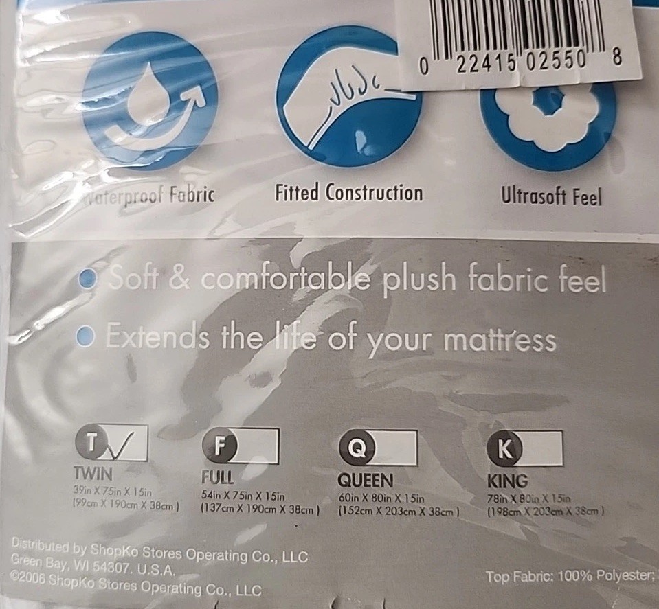 NORTH CREST Twin Size Mattress Protector (White) New