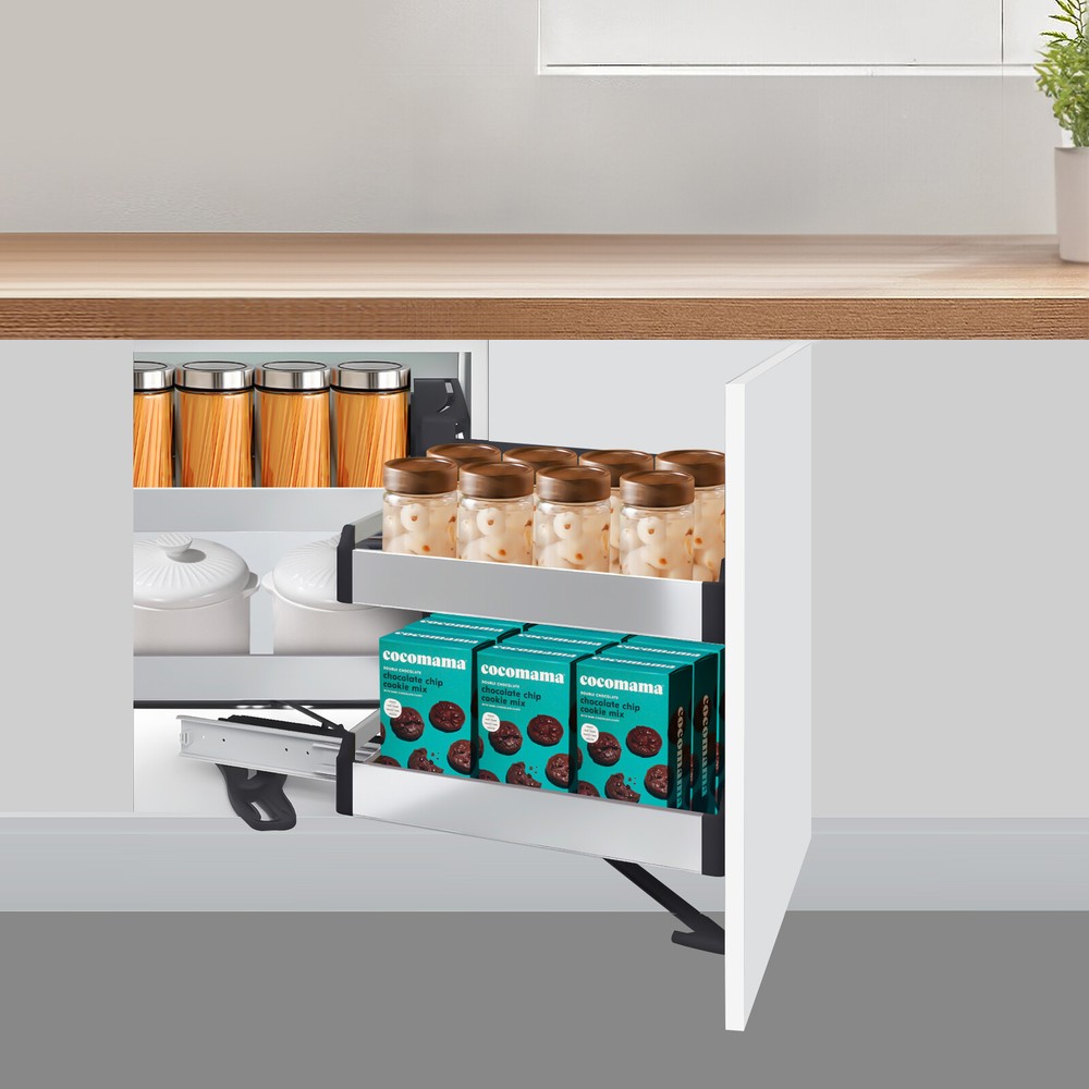 Blind Corner 39" Cabinet Pull Out Organizer, with Soft Close 2 Rolling Shelves.