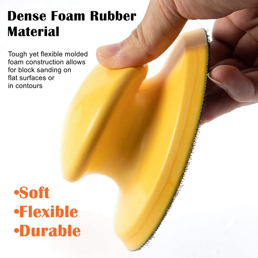 2x 5 in Mouse & Round Foam Hand Sanding Blocks Pad Hook Loop Discs Backing Plate