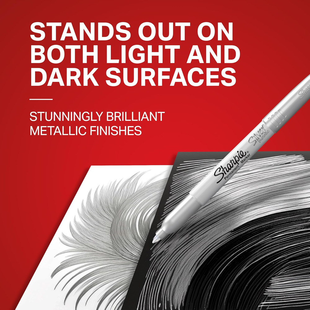 Sharpie Metallic Permanent Markers, Fine Point, Metallic Silver, 36 Count