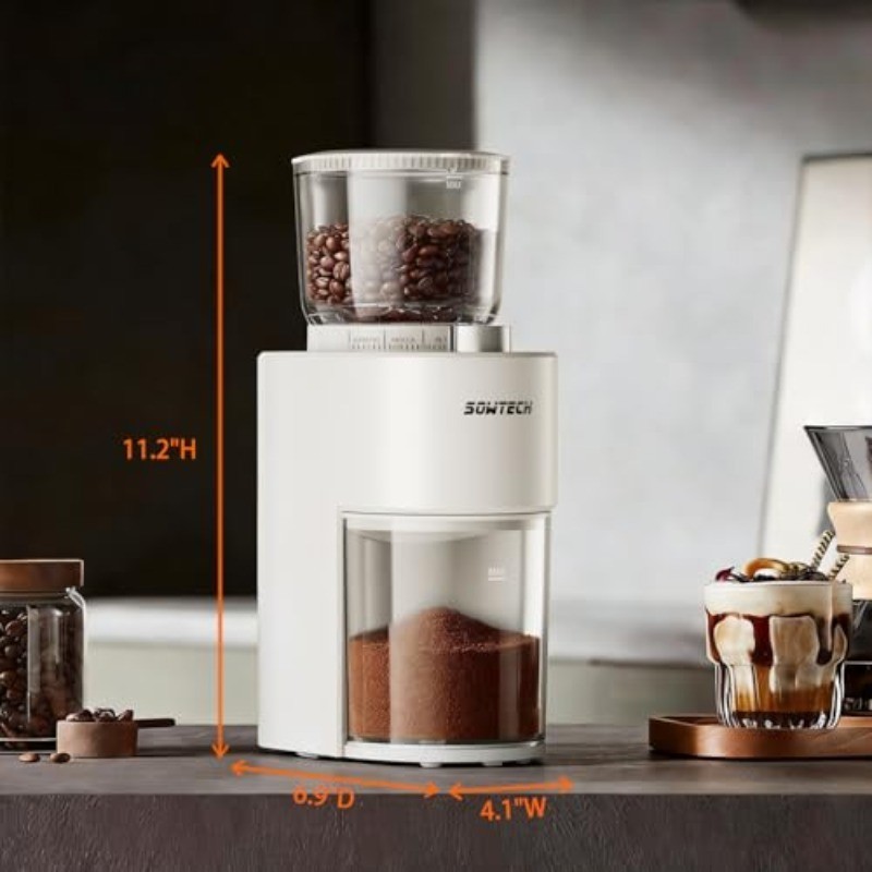 SOWTECH Conical Burr Coffee Grinder, Adjustable Electric Mill, 38 Precise Grind