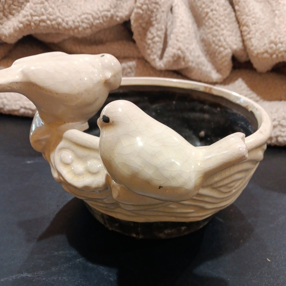 Vintage Bird Planter Art Pottery Stoneware Unsigned