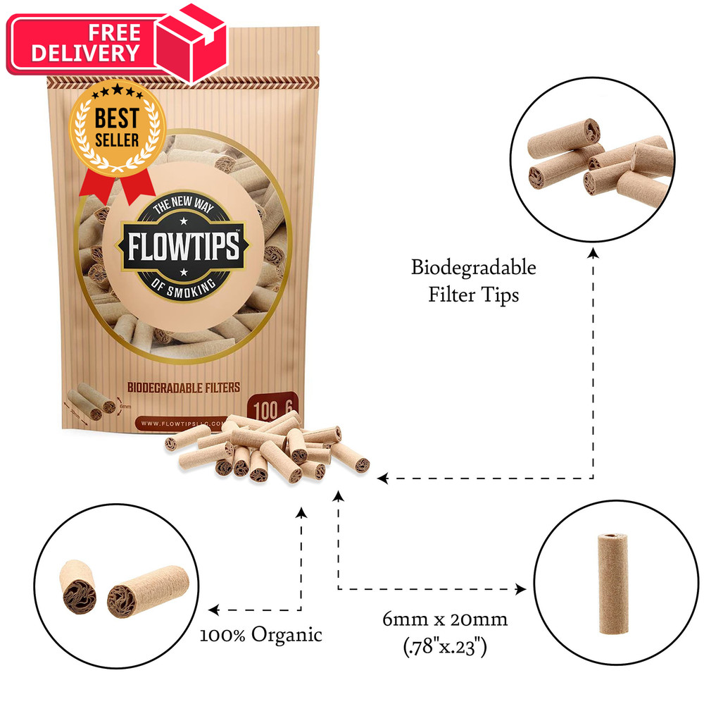 Flowtips Unbleached Biodegradable 100 Count (Pack of 1),