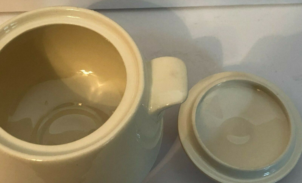 Ceramic Double Handled Lidded Sugar Bowl Beige and Cream