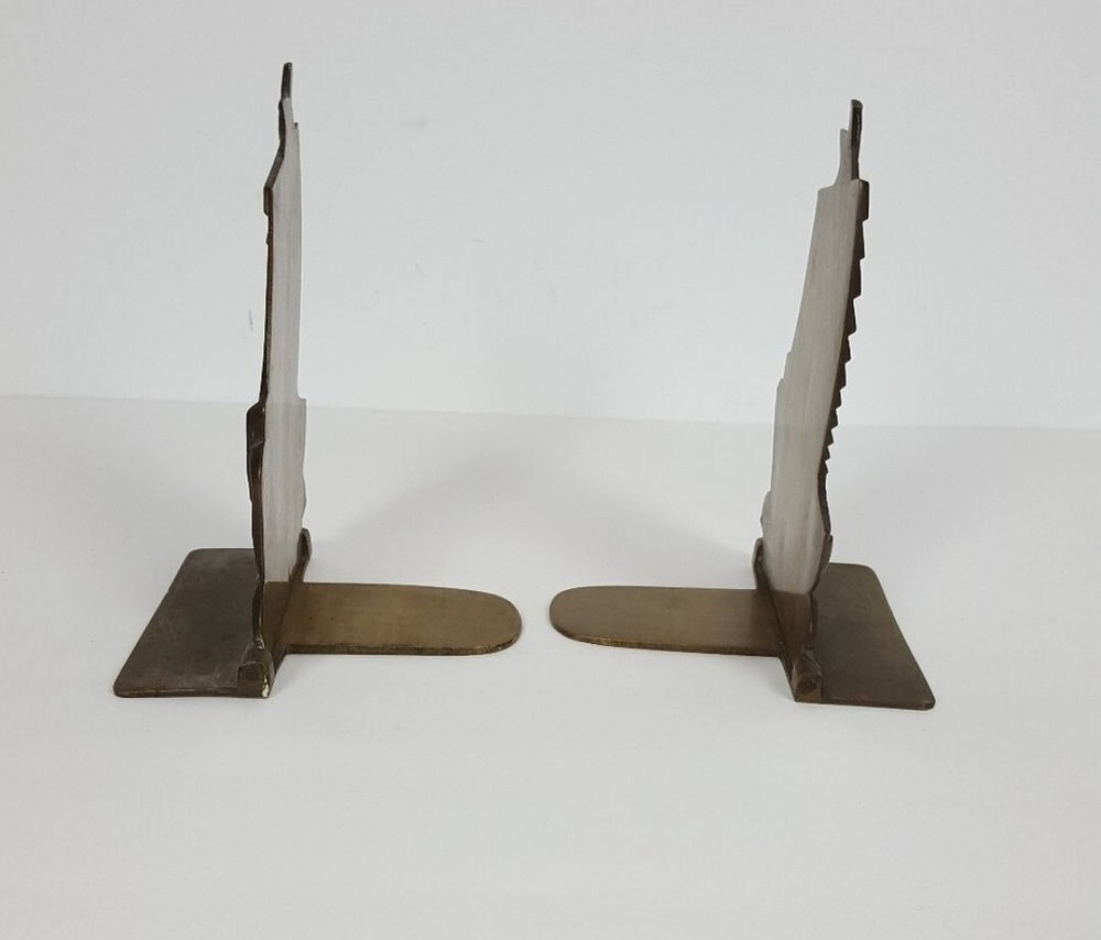 Vintage Brass Foldable Ship Bookends Asian Ships Nautical Décor