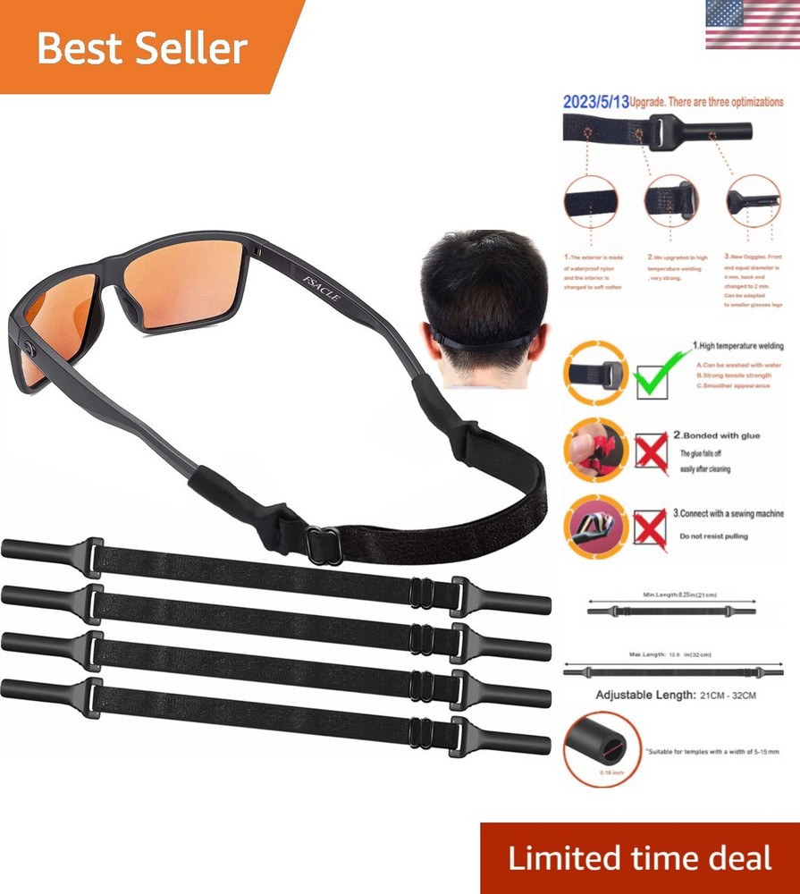Adjustable Glasses Strap - 4 Pack No Tail Eyeglass Straps, Universal Fit Rope...