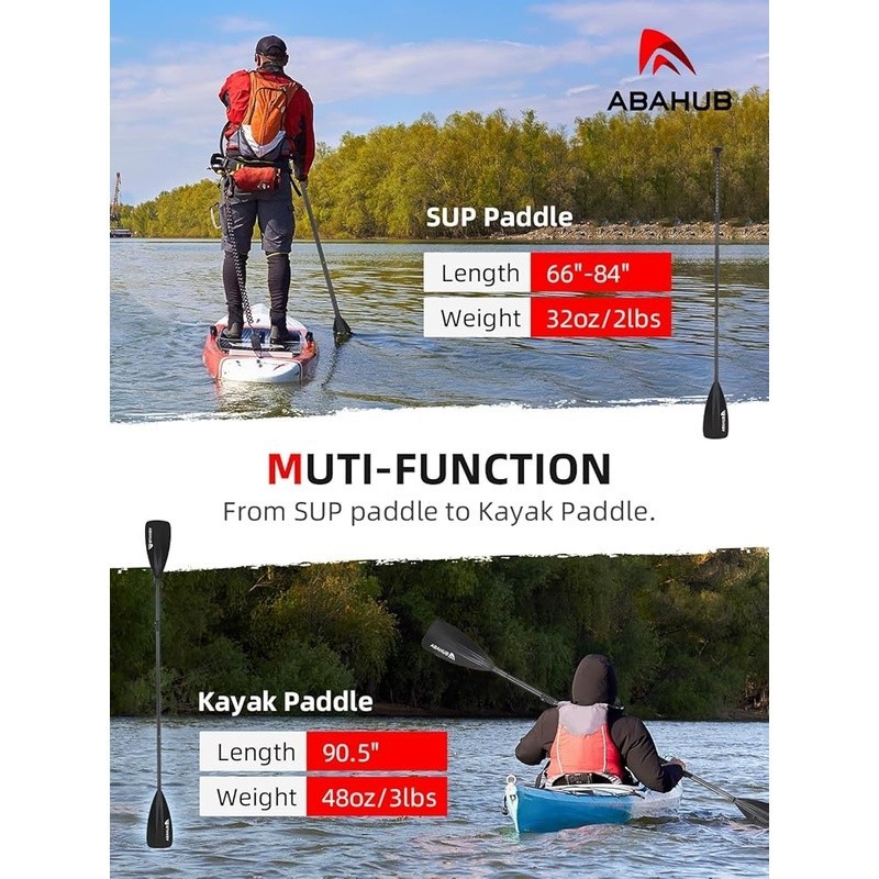 Adjustable Multi-Use Kayak SUP Paddle Travel Friendly 4-Section Design