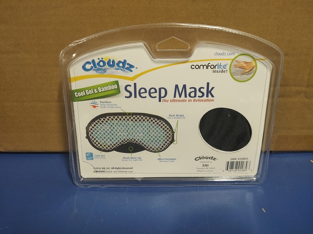 Cloudz Sleep Mask Cool Gel & Bamboo,Comforlite Inside, New, Sealed