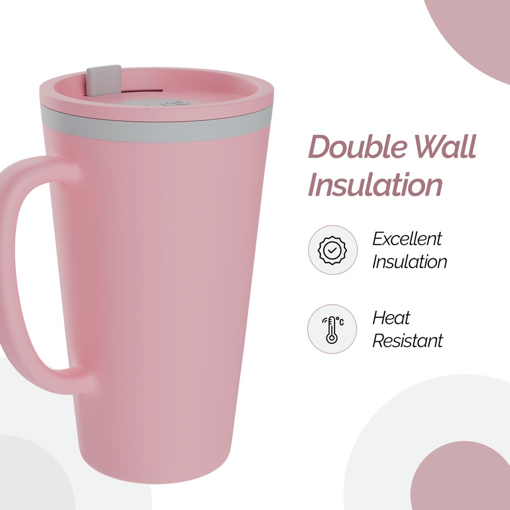 Copco 16oz Cone Desk Mug, Double Wall Insulated - Pink/Light Blue