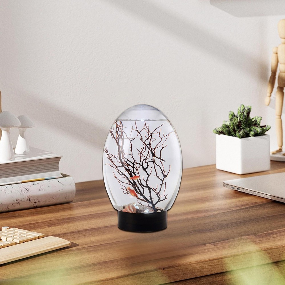 Aquarium Mini Fish Tank With LED Light Microlandscape For Tabletop