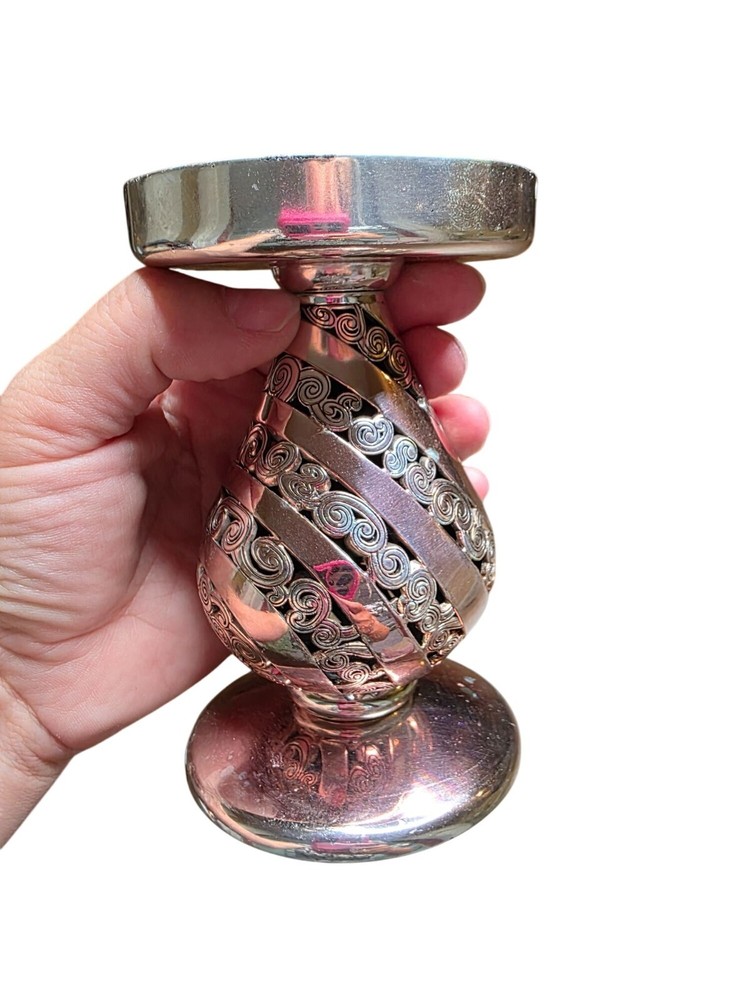 ONE BRIGHTON 5" CANDLE STICK SILVER CANDLESTICK SCROLL DESIGN SILVER PLATED 83A