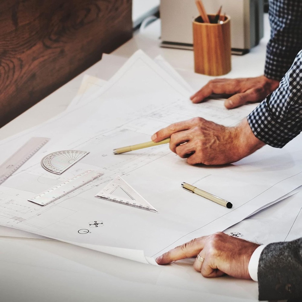 Tenare 18 Pcs Plastic Clear Math Set Includes Protractor Triangle Rulers 12...