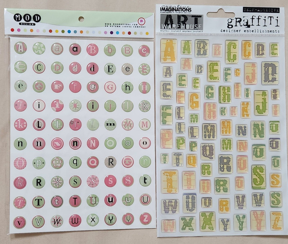 NEW 2 Pkgs Epoxy Letters Alphabet MOD Creative Imaginations Sticker Graffiti -RR