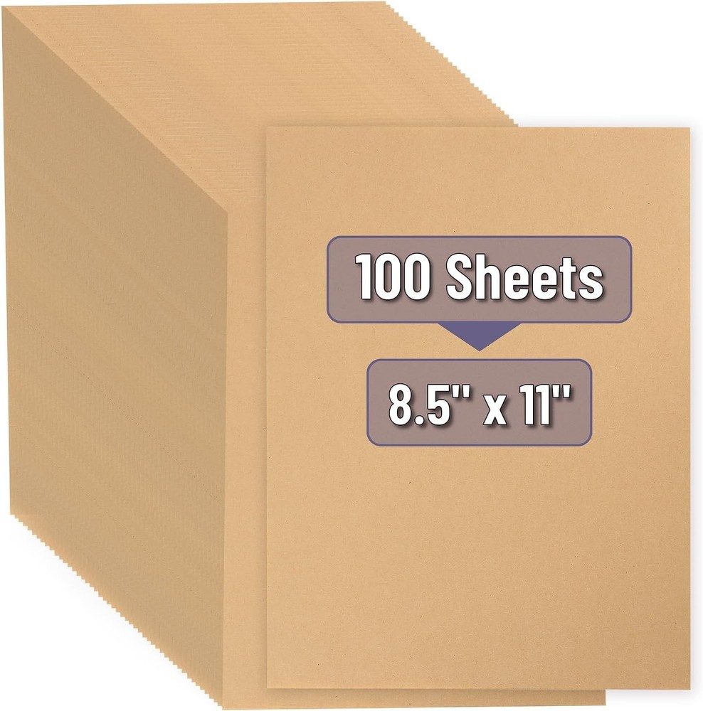 Durable Brown Craft Paper Sheets - 100 Count, 8.5 x 11 for Versatile Projects