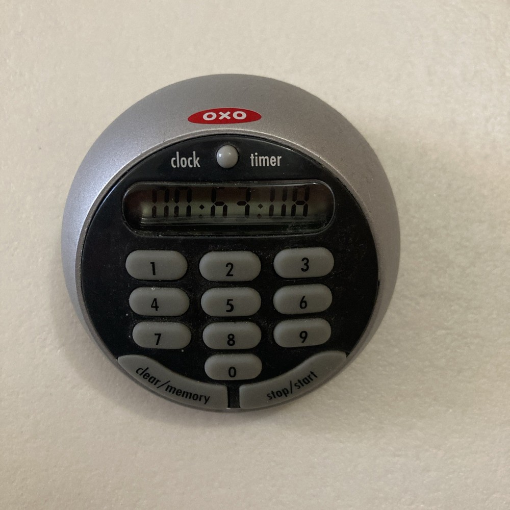 OXO Digital Kitchen Timer Large Display Countdown Count Up Battery Silver Black