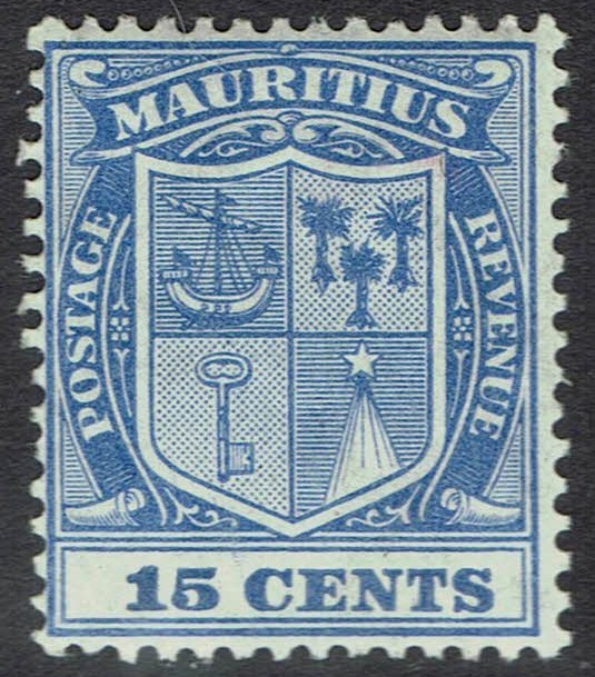MAURITIUS 1910 ARMS 15C WMK MULTI CROWN CA
