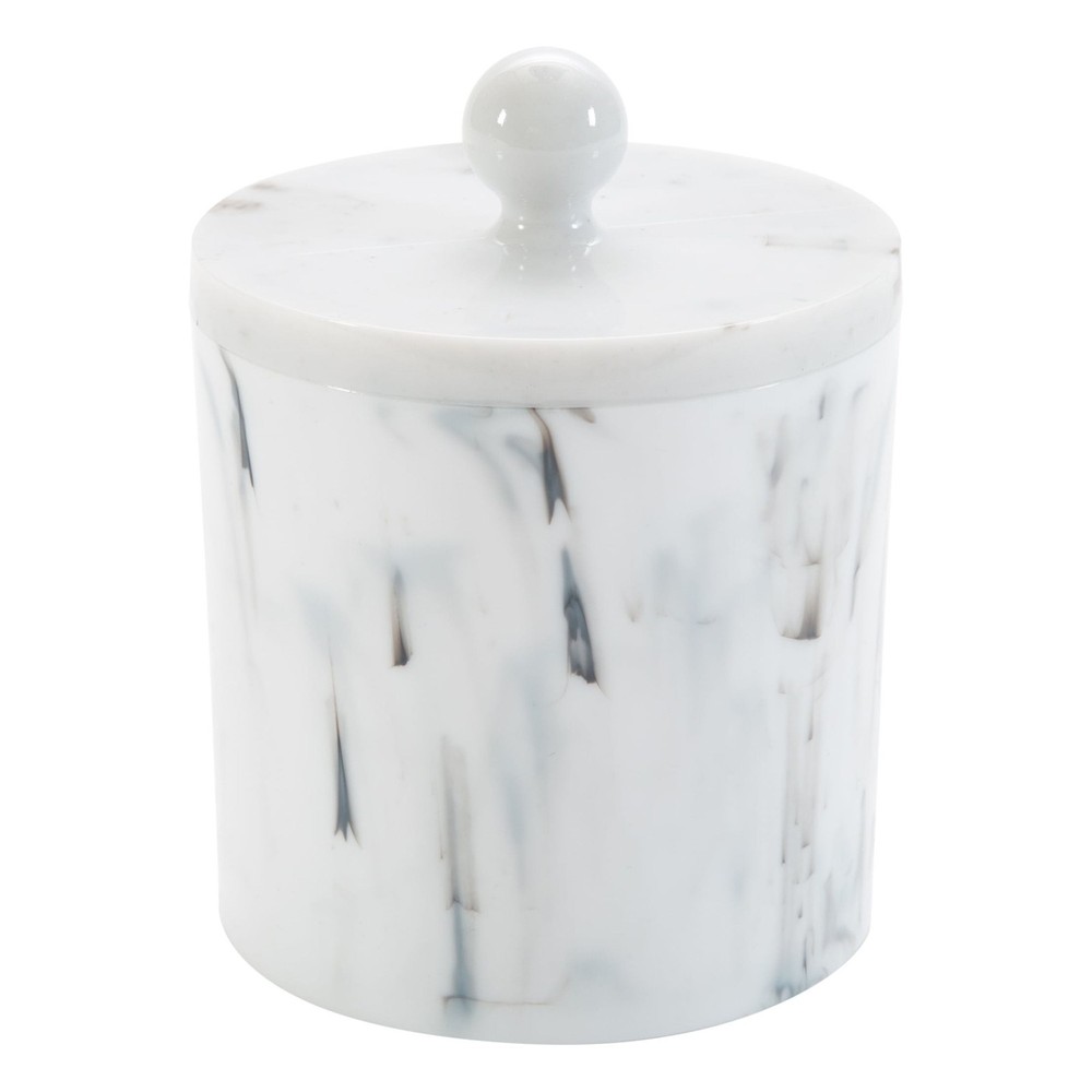 Q-Tip and Cotton Holder Compact Plastic Marble Design