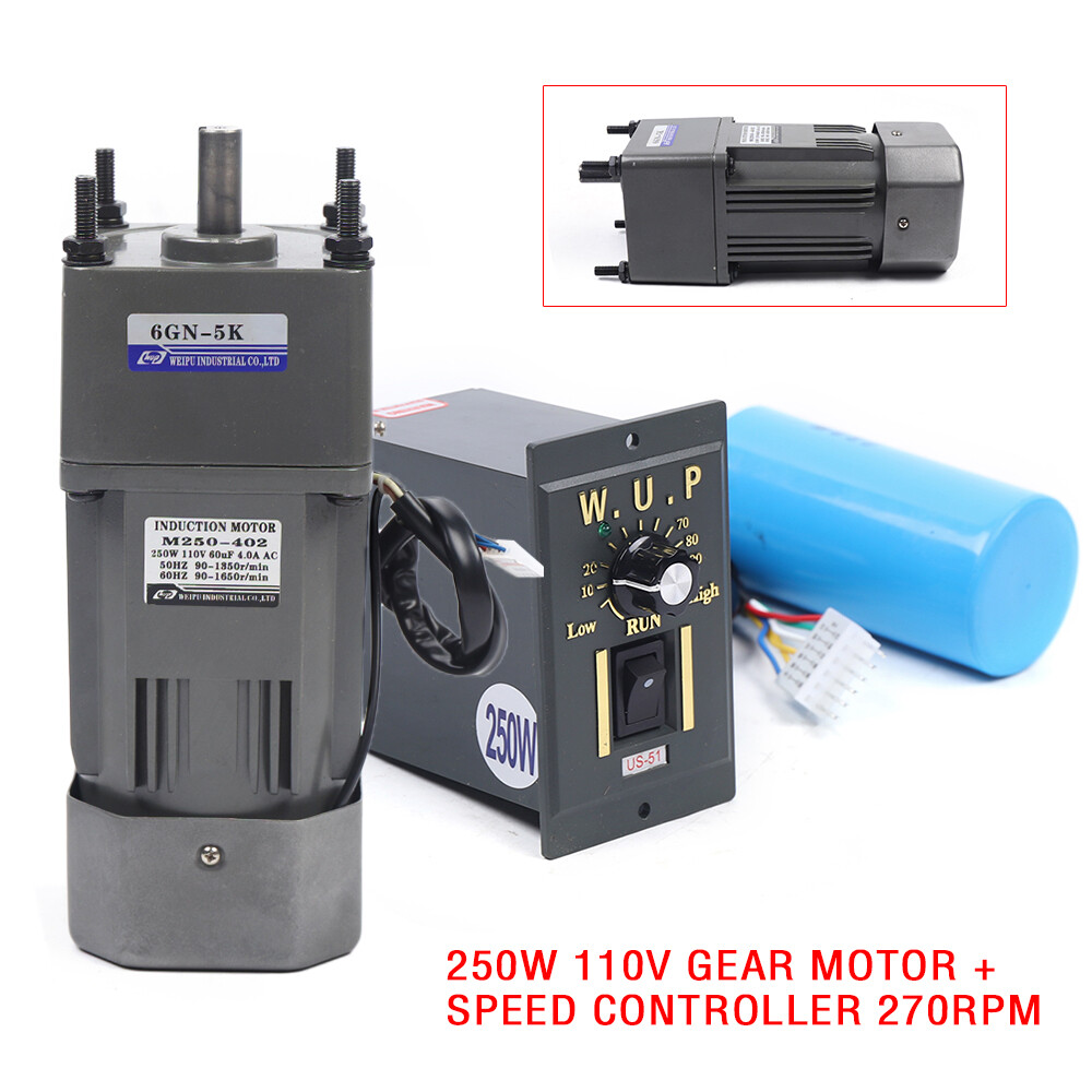 250W 110V AC Gear Reduction Motor Electric+Variable Speed Control Reversible US