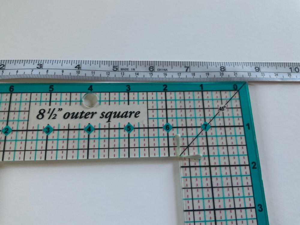 June Tailor 8.5" Outer 4.5" Inner Plastic Quilters Square Ruler