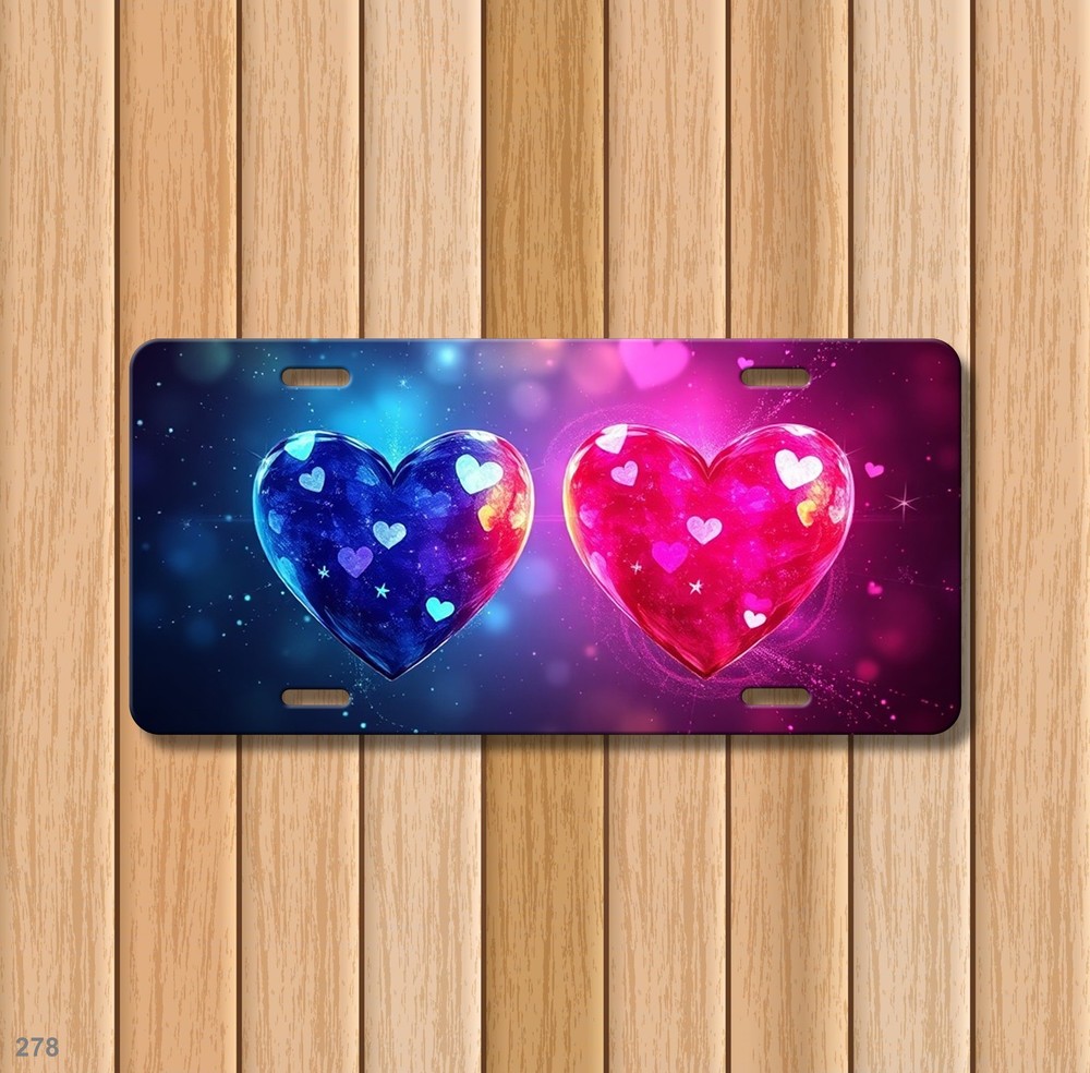 Romantic Hearts License Plate Optional Text Front Plate Special Gift